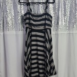 Torrid Black and White Striped Midi Dress